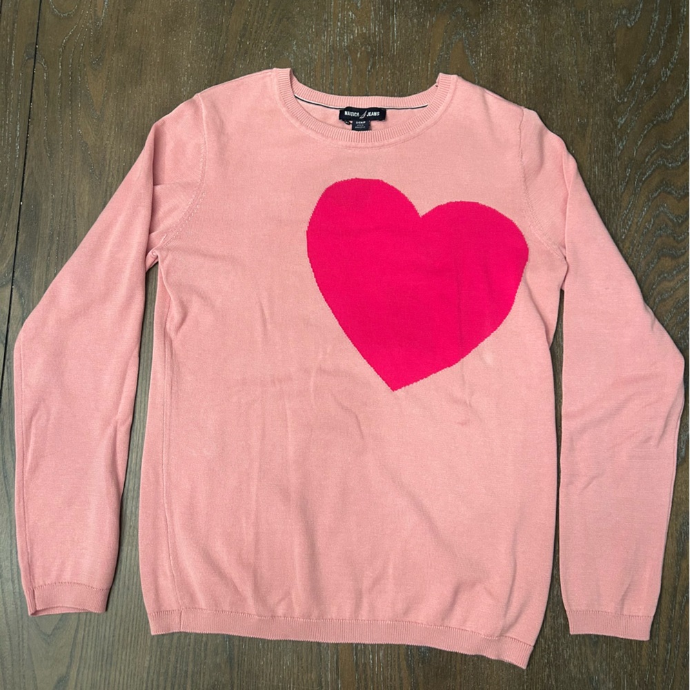 Nautica Pink Sweater with Heart Design NWT Valentines